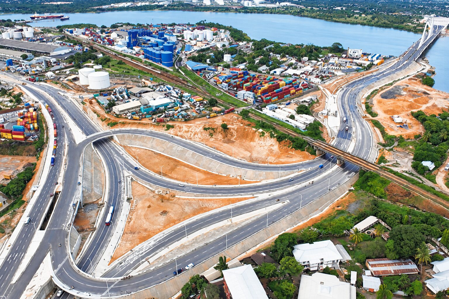 Aerial view of Dar es Salaam infrastructure